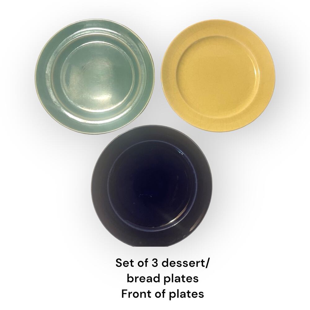 Vintage Caliente pottery bread dessert plate Set of 3 EUC